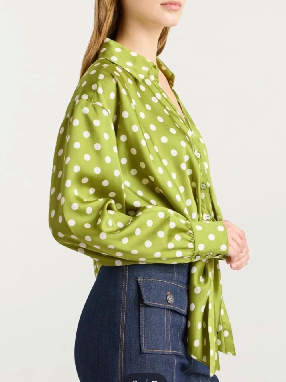 NWT CINQ a SEPT Camille Polka Dot Marianna Top Size M Color Pickle/ivory - Picture 8 of 10